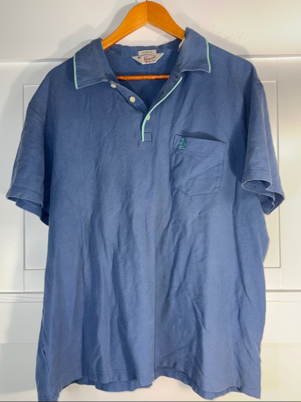 Original Penguin Blue Polo with Mint Trim
Size XL